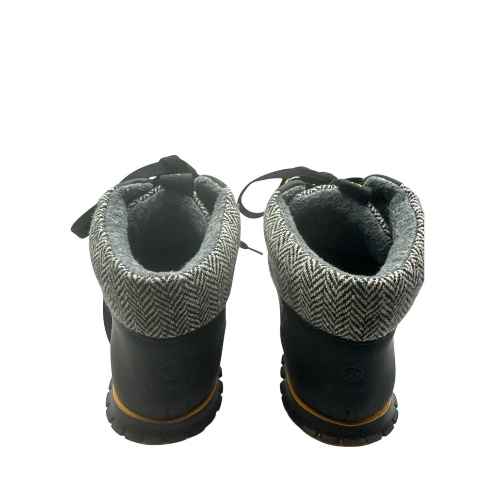 Cole Haan Zero Gravity Waterproof Boots Woman's 6 B Black Leather Yellow Accents